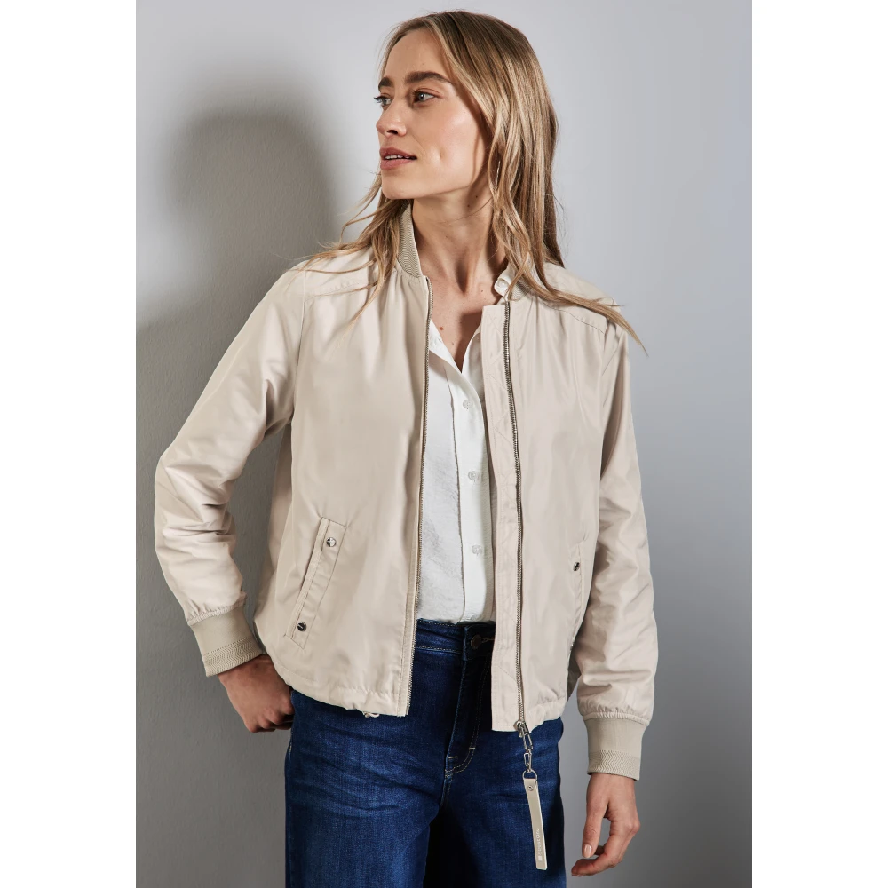 Street One Korte Stijlvolle Jas met Trekkoordzoom Beige Dames