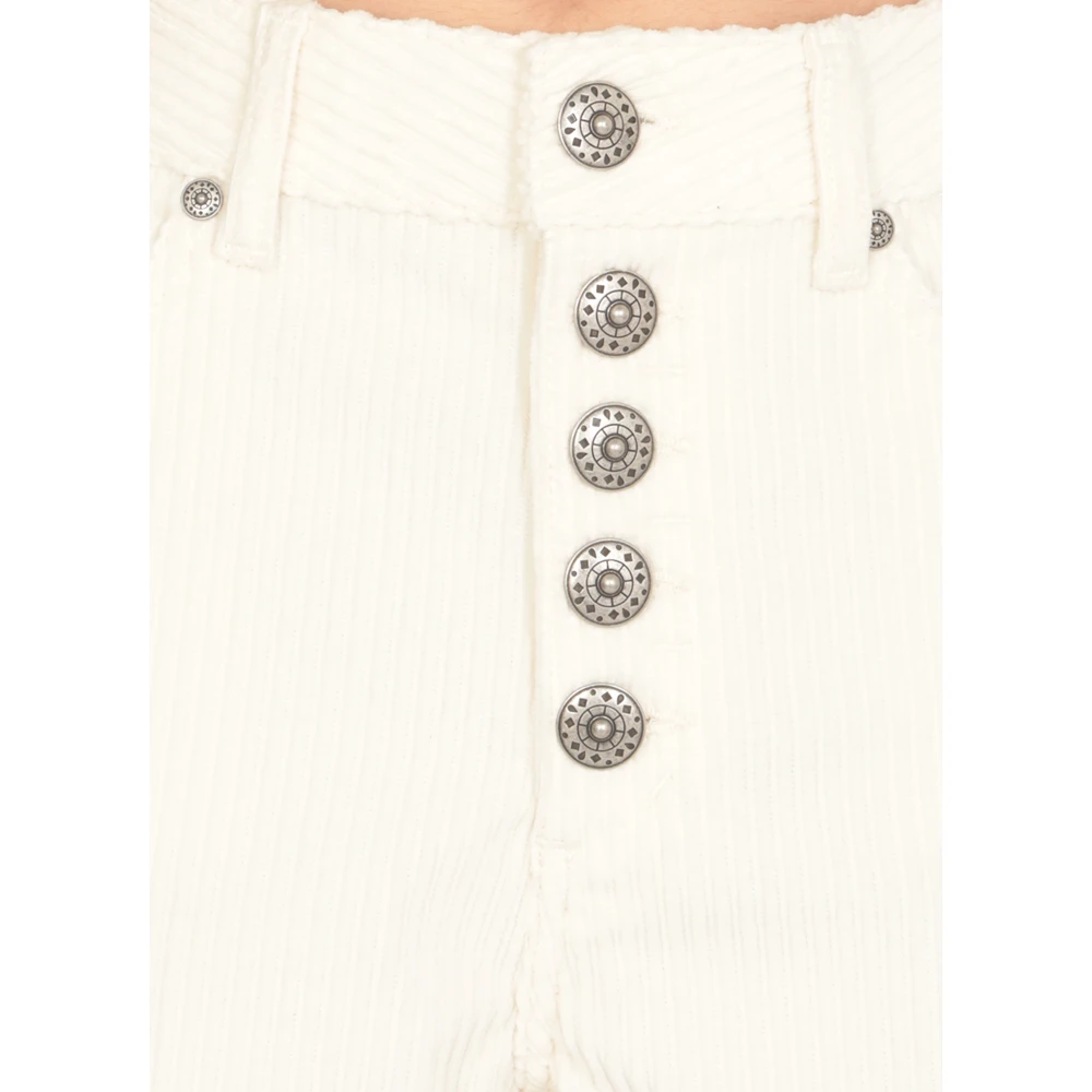 Dondup Corduroy Broek met Juweelknopen Beige Dames