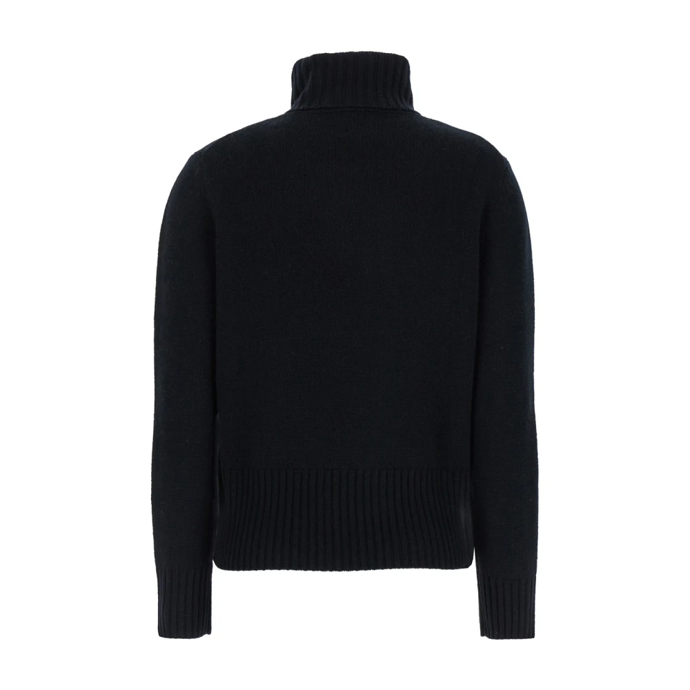 allude Zwarte Hoge Hals Trui Wol Kasjmier Black Dames