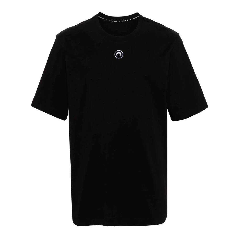 Marine Serre Zwarte Crescent Moon Katoenen T-shirt Black Heren