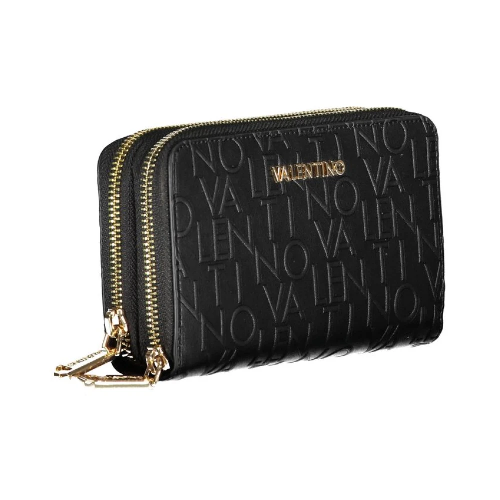 Valentino by Mario Valentino Zwarte Portemonnee met Rits en Contrastdetails Black Dames