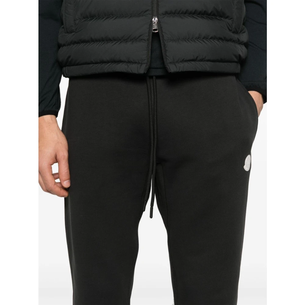 Moncler Grijze Trekkoord Broek Geribbelde Enkels Black Heren