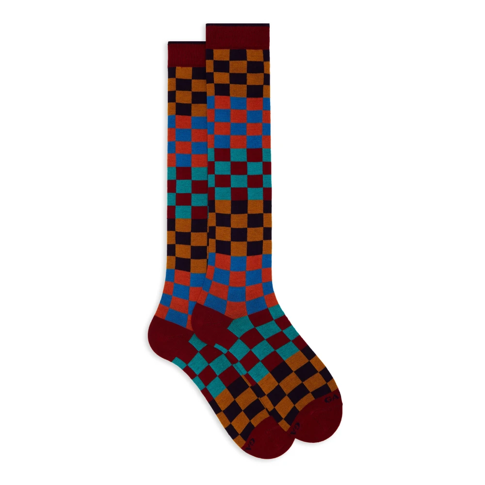 Gallo Lange rode katoenen sokken voor heren met gekleurd schaakbordmotief Multicolor Heren