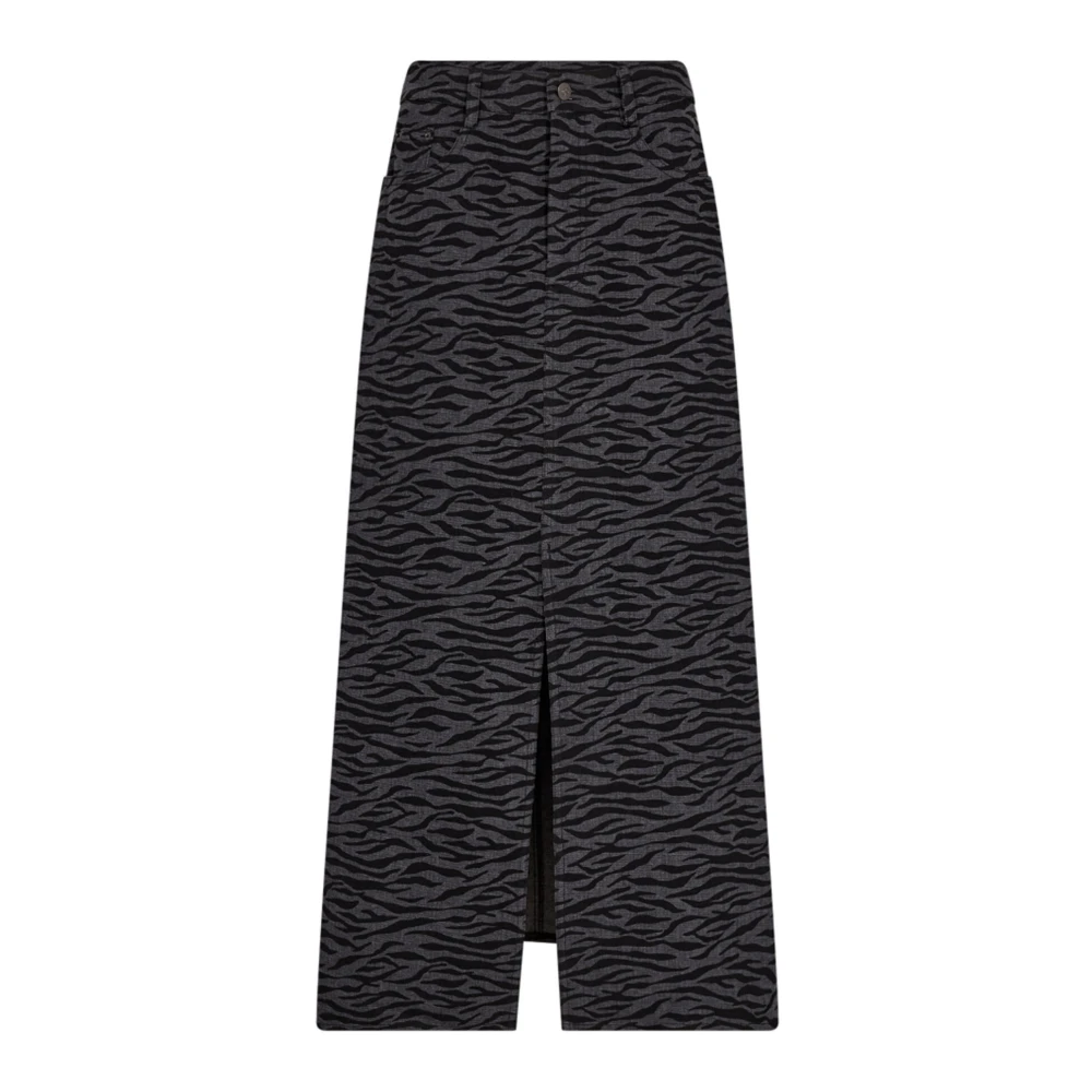 Co'Couture Zebracc Denim Split Rok Black Dames