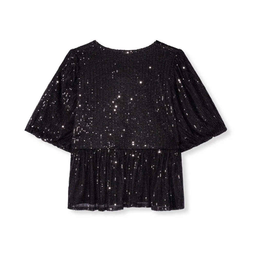 Refined Department Silva Top Korte Mouw Stijlvol Shirt Black Dames