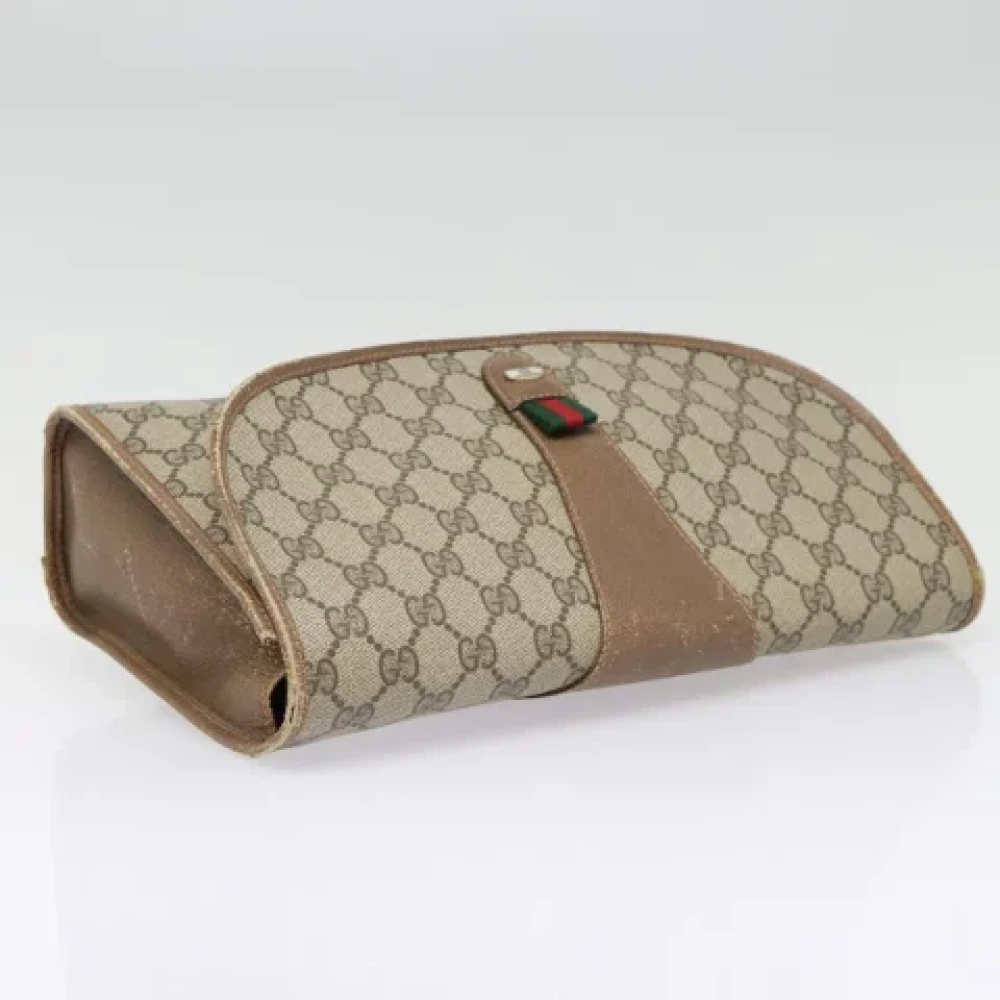 Gucci Vintage Pre-owned Leather clutches Beige Dames