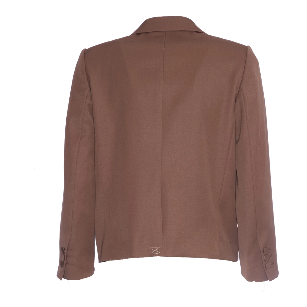 Dries Van Noten Taupe Jas met Dubbele Knoopsluiting Brown Dames