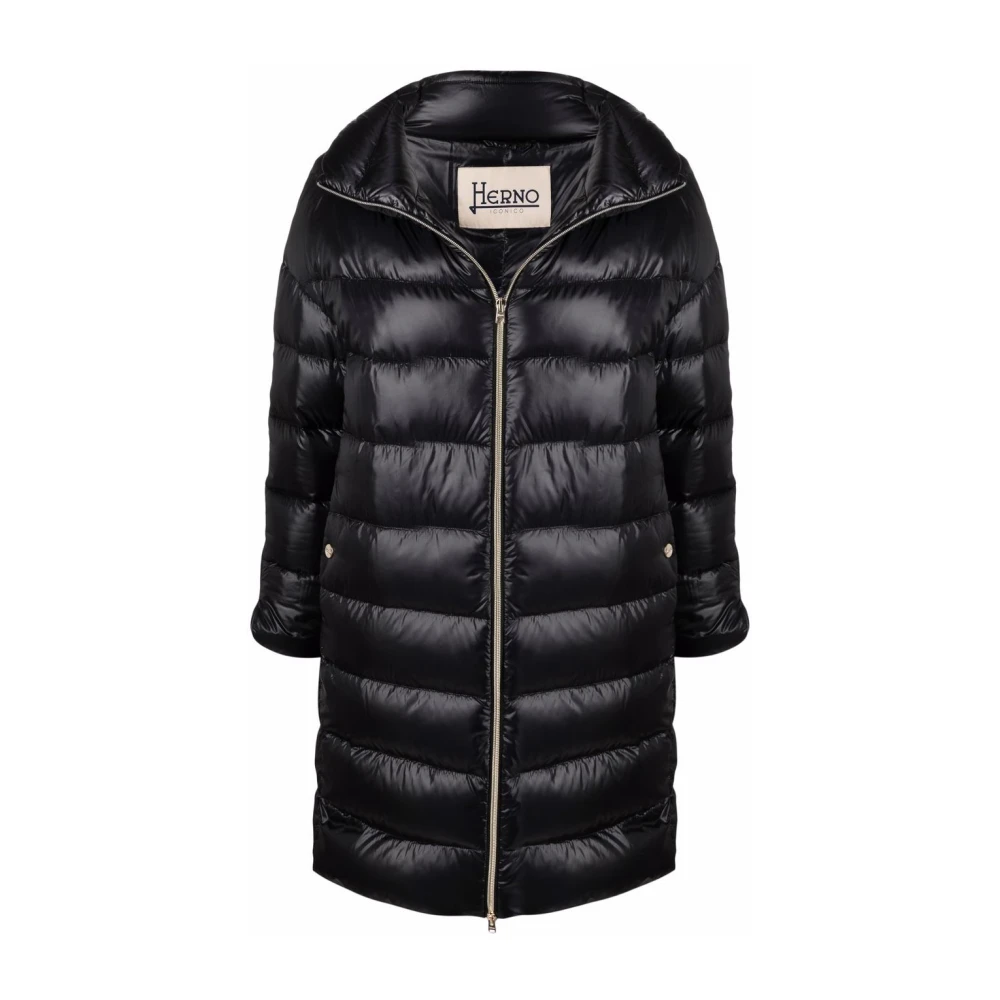 Herno Women's Black Down Coats,, Padded Zip-Up Matilde Coat Extra Small