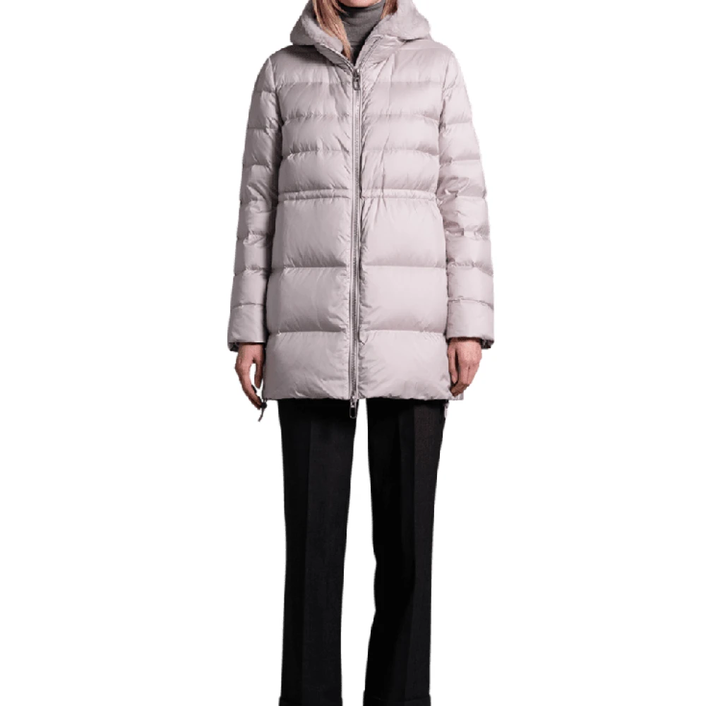 Duno Beige Hooded Puffer Jacket Selma Purple Dames