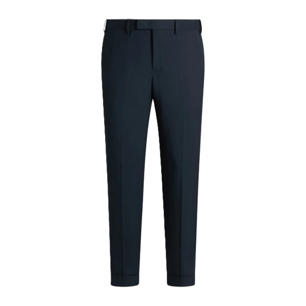 PT Torino Blauwe Wol Getailleerde Master Fit Broek Blue Heren
