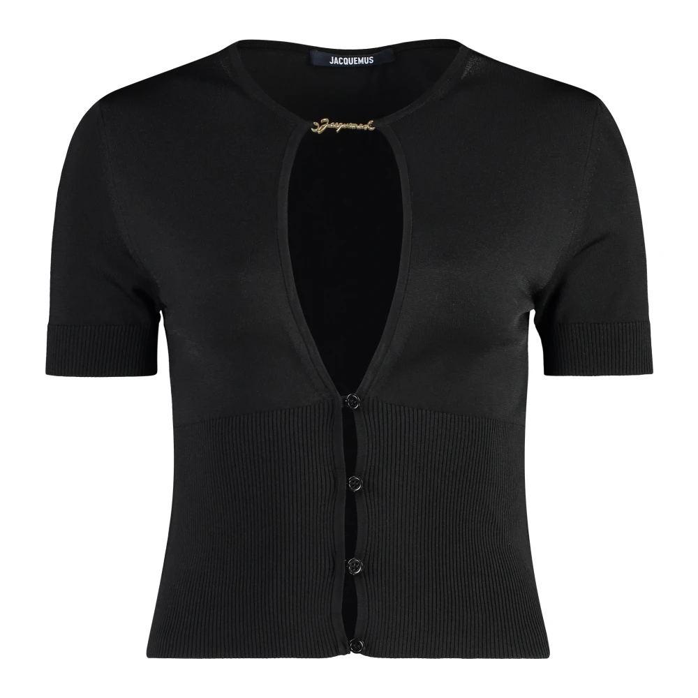 Jacquemus Ribgebreide Viscose Cardigan Black Dames