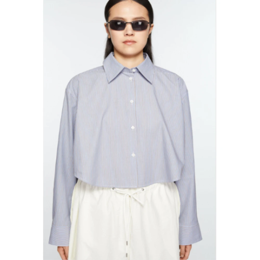 Acne Studios Blauwe Jacquard Overhemd Biologisch Katoen Blue Dames