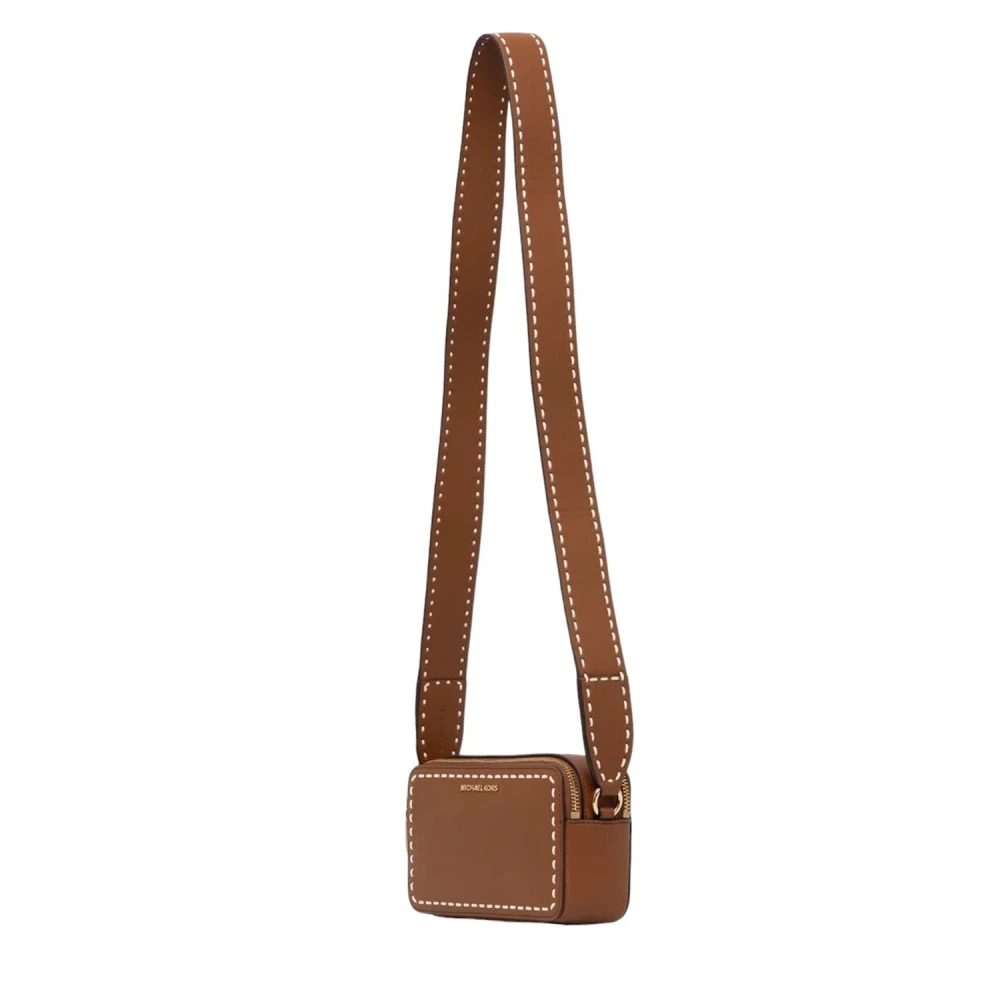 Michael Kors Dubbel dragkedja kamera crossbody väska Brown, Dam