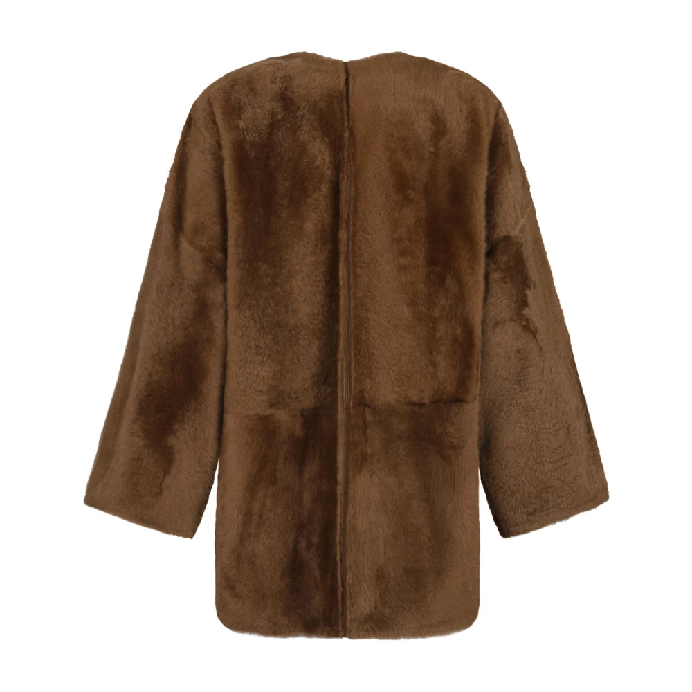 Max Mara Bruin Leren Jas Atelier Brown Dames