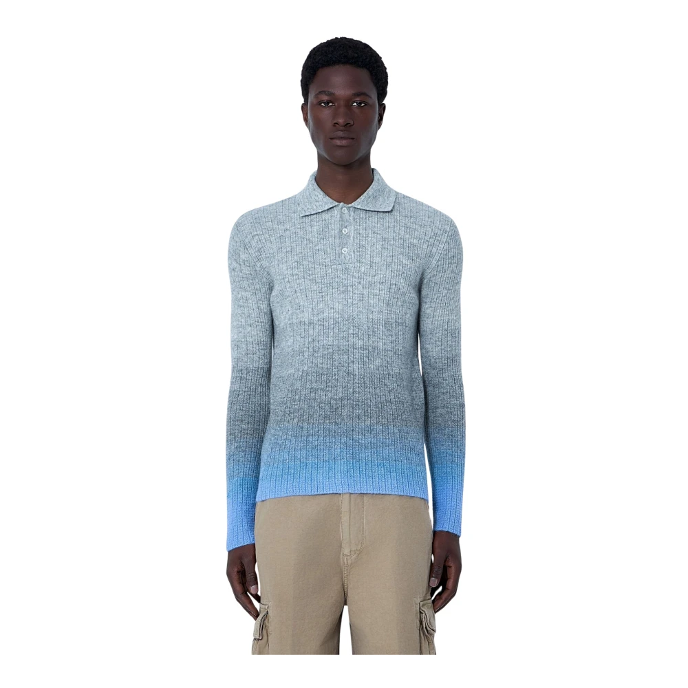 Erl Men's Multicolor Polo Shirts, M, Ribbed Knit Polo Jumper