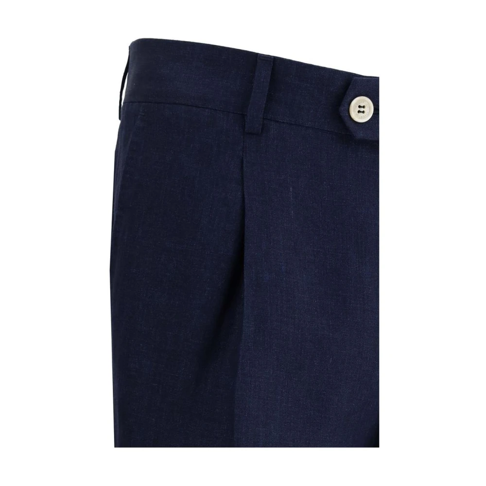 BRUNELLO CUCINELLI Linnen Broek Klassieke Pasvorm Stijlvol Blue Heren
