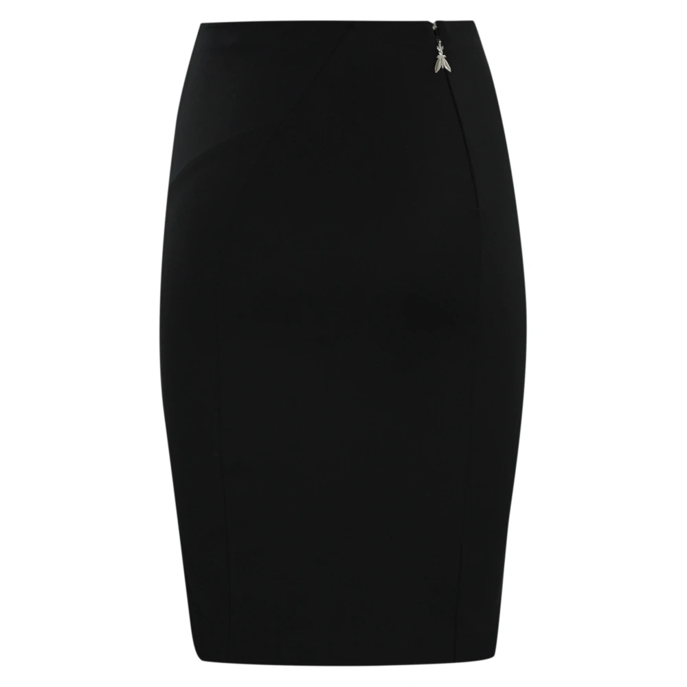 PATRIZIA PEPE Zwarte Stretch Katoenen Midi Rok Black Dames