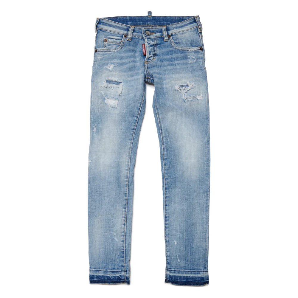 Dsquared2 Ljusa slitna raka jeans - Clement Blue, Unisex