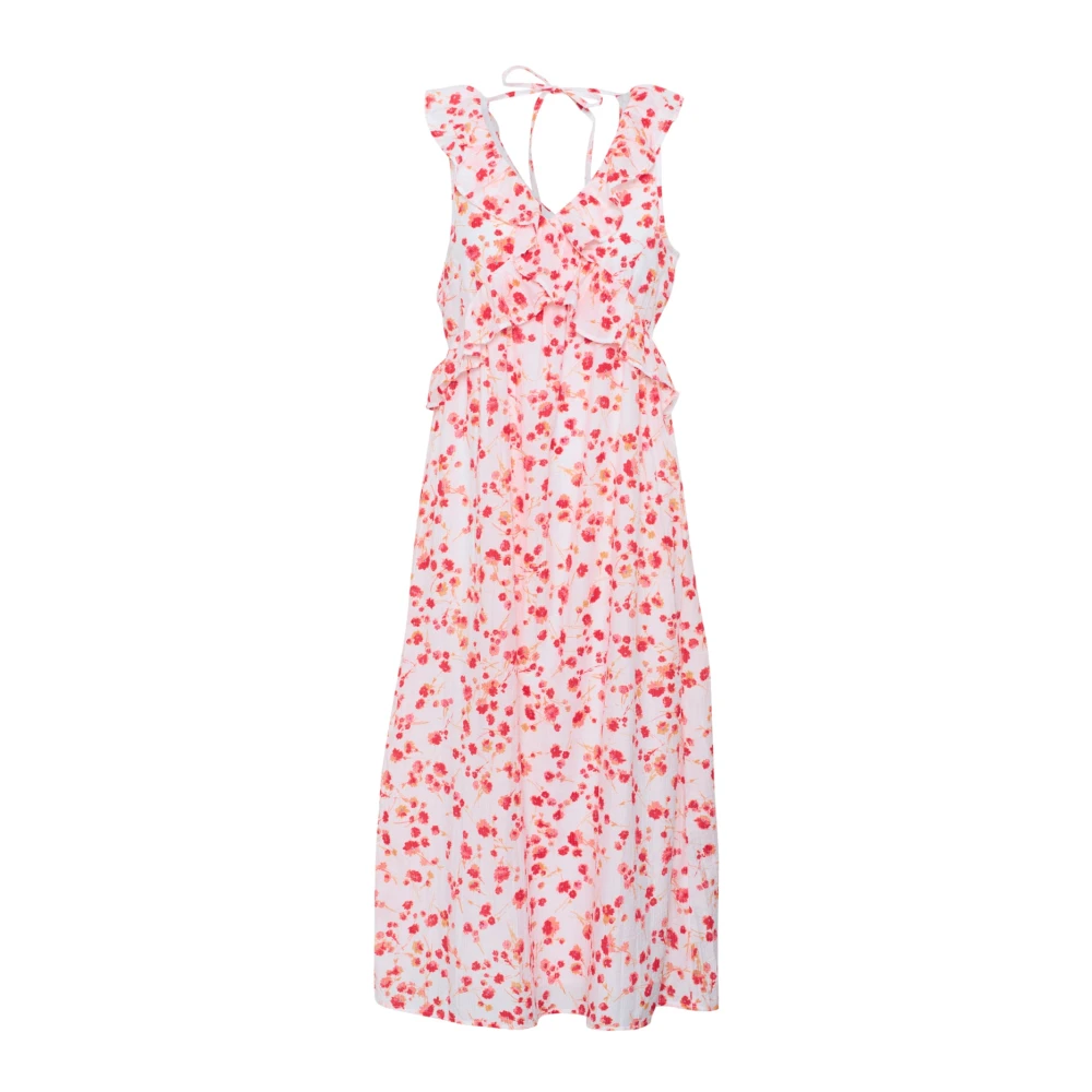 Cream Women's Red Midi Dresses, Xl, Long Pink Flower Dress