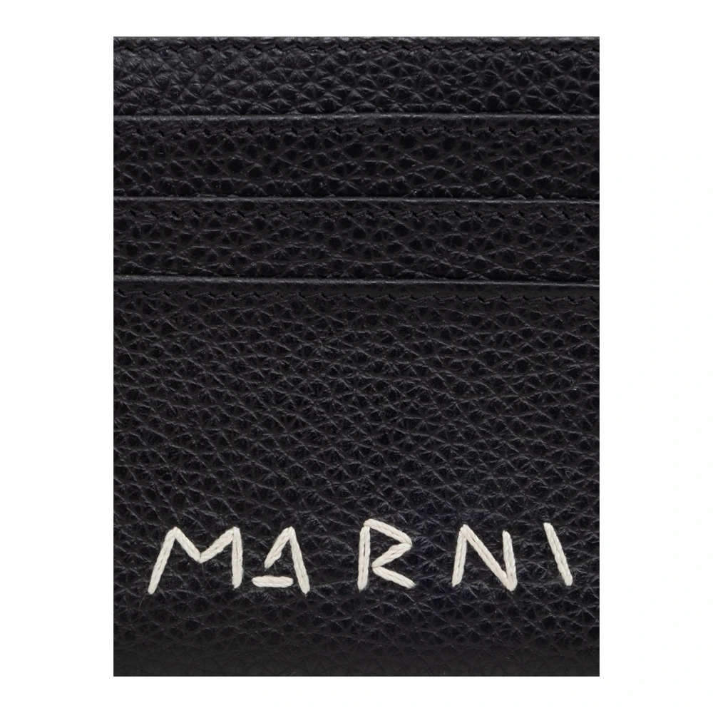 Marni Leren kaarthouder Black Heren