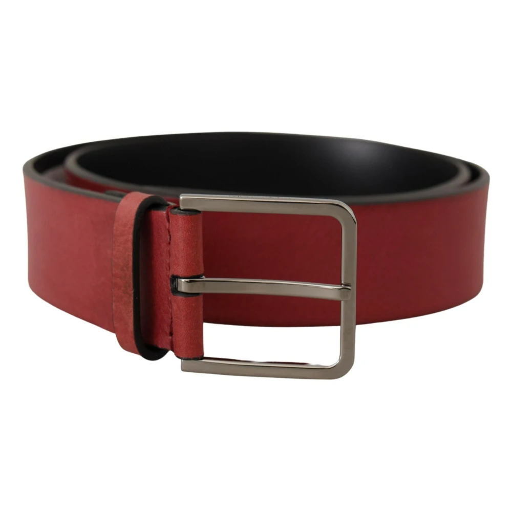 Dolce & Gabbana Men's Silver Vitello Metal Logo Buckle Belt