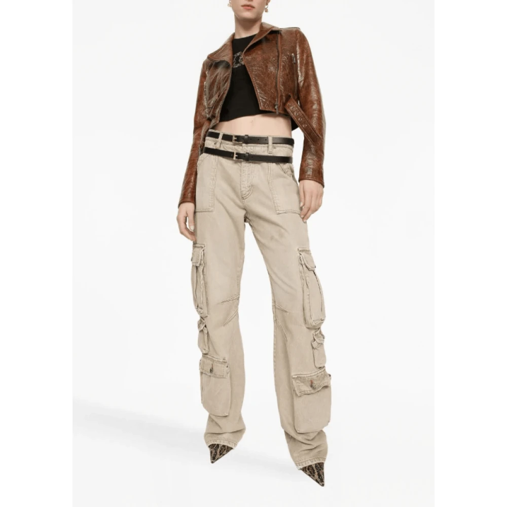 Dolce & Gabbana Cargo Jeans met Logo Plaque Beige Dames