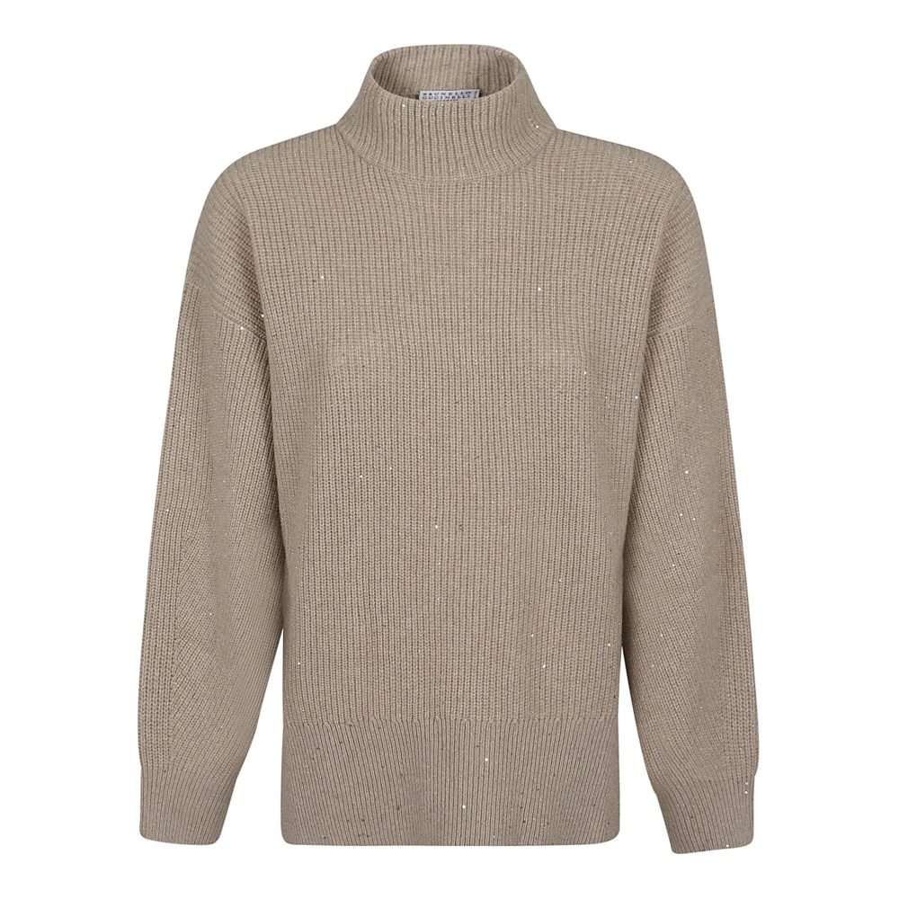 Brunello Cucinelli Beige Mock Neck Sweater Beige, Dam