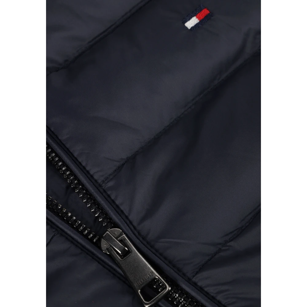 Tommy Hilfiger Blauwe Gewatteerde Jas Mix Media Stand Kraag Blue Heren