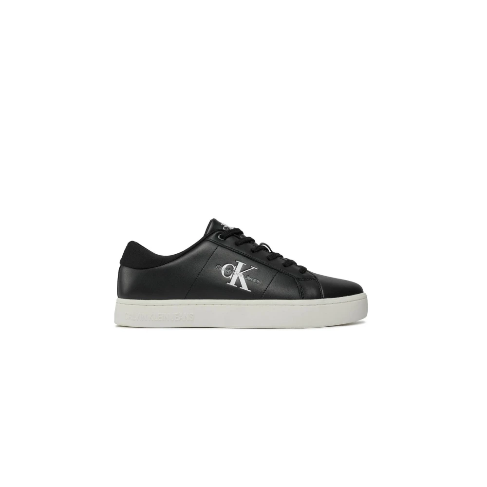 Calvin Klein Jeans Men's Black Lea Low Top Sneaker