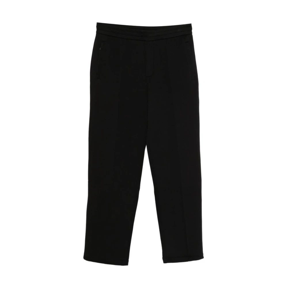 Emporio Armani Men's Black Straight Trousers, Xl, Stretch Double Jersey Trousers