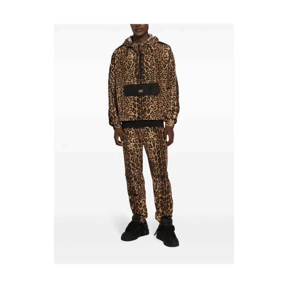 Dolce & Gabbana Leopardprint Hoodie Brown Heren