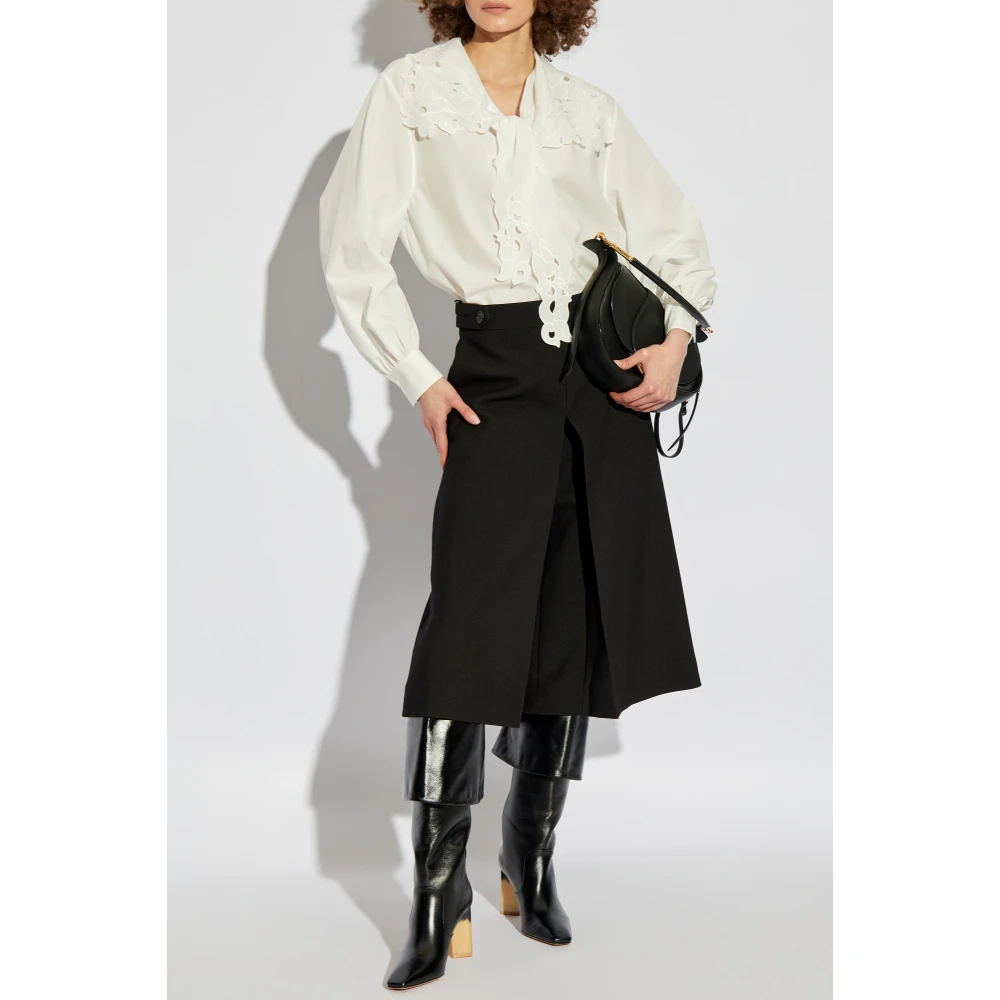 Chloé Katoenen shirt met kanten afwerking White Dames