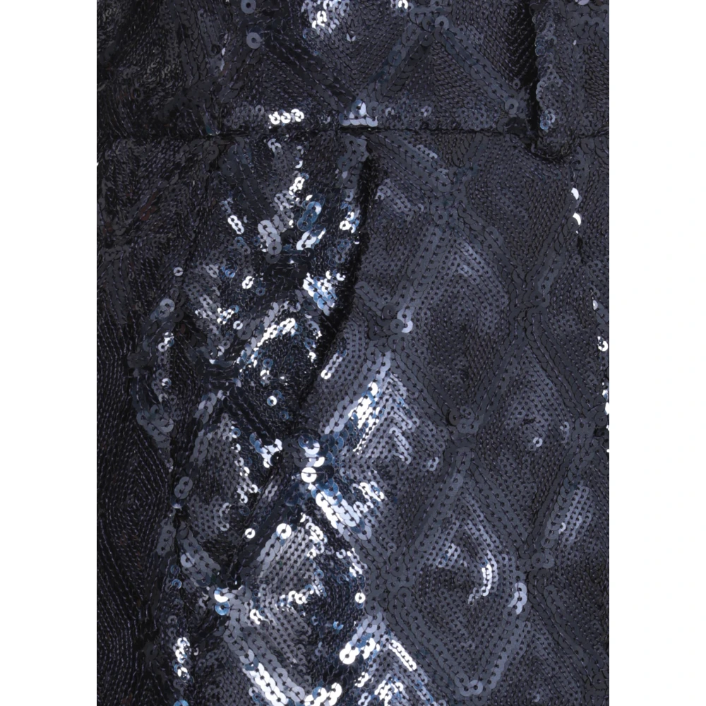 Rotate Birger Christensen Blauwe Paillettenbroek met riemlussen Blue Dames