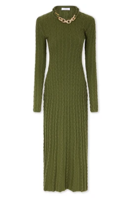 Ull Lång Klänning med Ståkrage