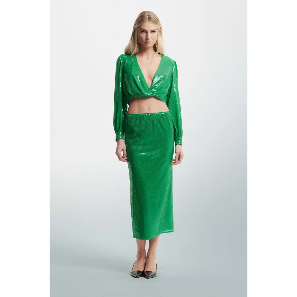 Kocca Pailletten Lange Rok Green Dames