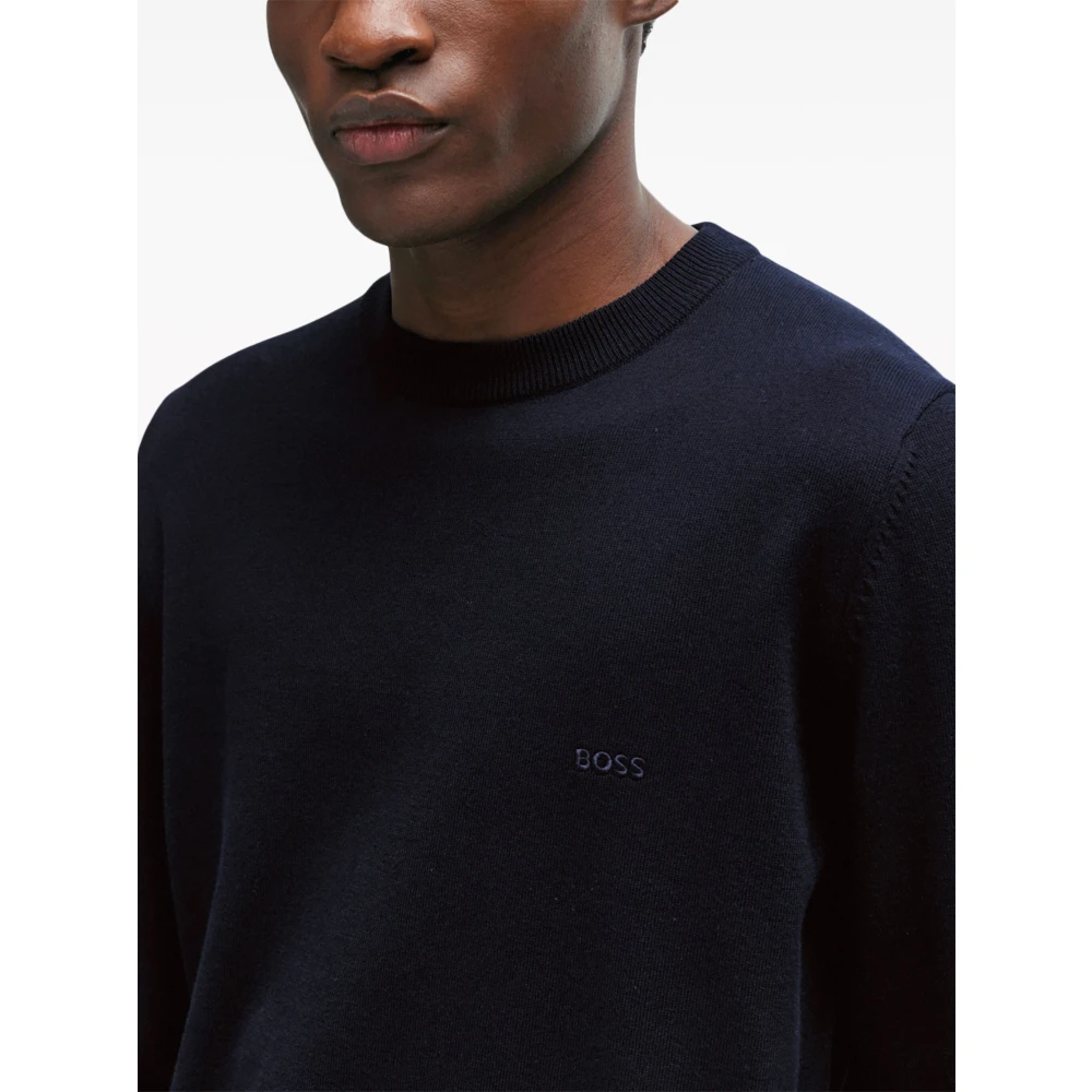 Hugo Boss Donkerblauwe Gebreide Trui Blue Heren