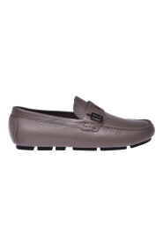 Taupe tumbled leather driving loafers
