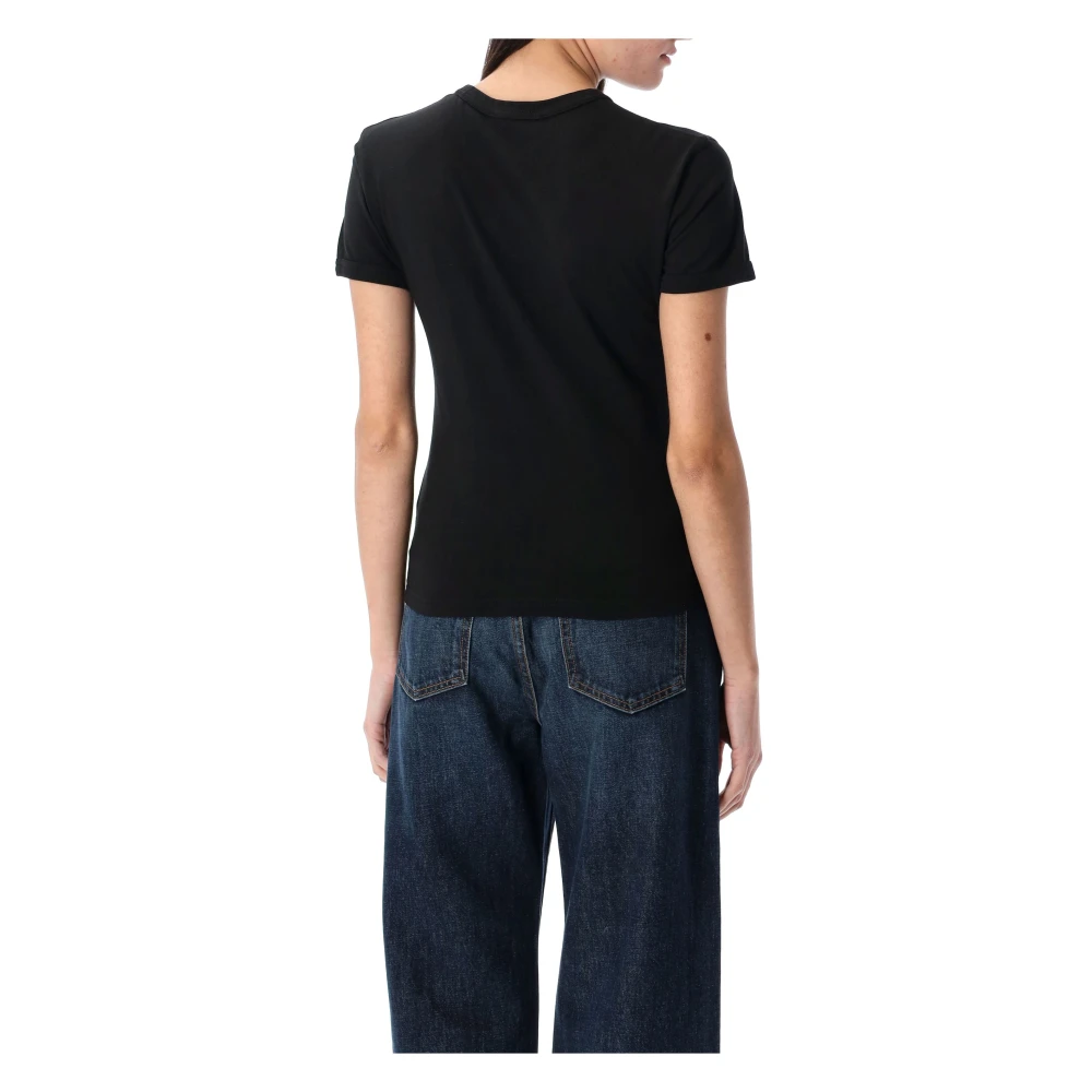 Acne Studios Faded Black Logo T-Shirt Stijlvolle Pasvorm Black Dames