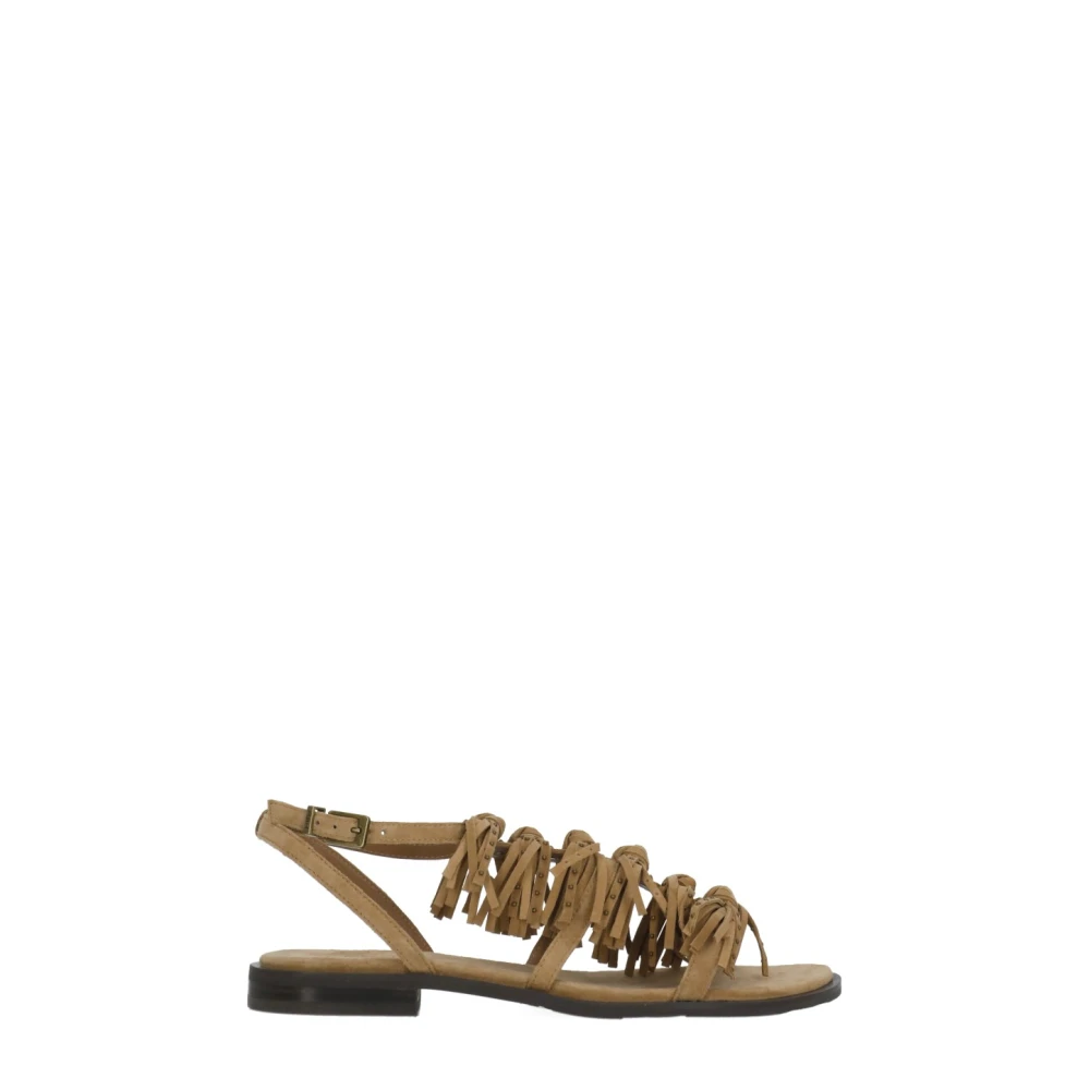 Ash Women's Brown Flat Sandals, 5 Uk, Fringed Leather Sandals