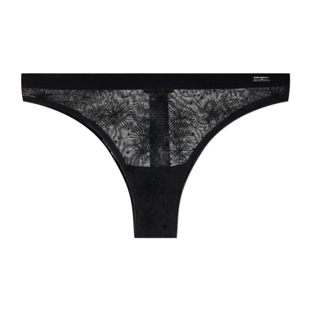 Emporio Armani Kvinno Svart Underkläder Dam, Xs, Läder, Lace Briefs