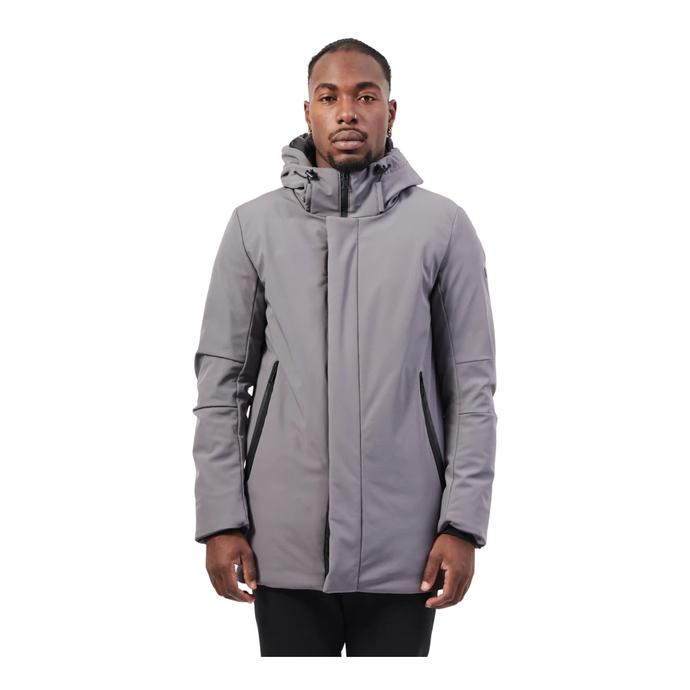 YES ZEE Grijze gewatteerde jas met capuchon Gray Heren