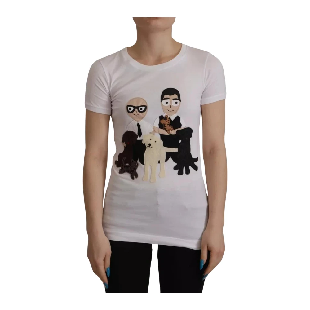 Dolce & Gabbana Women's White Dgfamily Patch Top T-Shirt