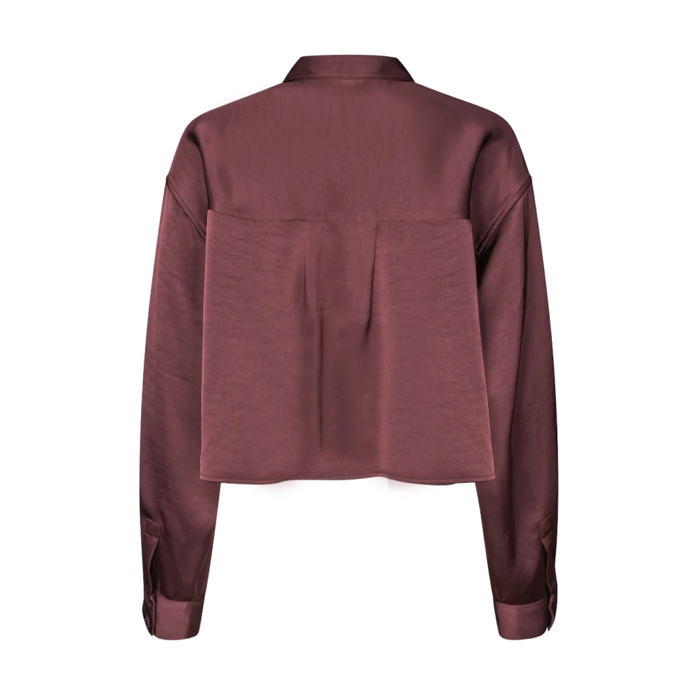 MbyM Rode Satijnen Cropped Blouse Emele Red Dames
