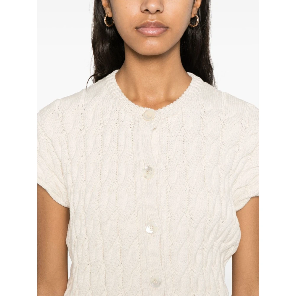 Semicouture Natuurlijke Knopen Cap Sleeve Sweater Beige Dames