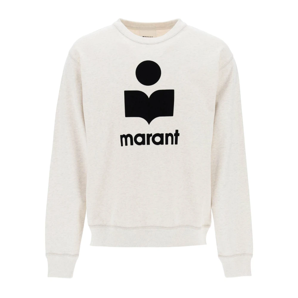 Isabel marant Flocked Logo Crew-neck Sweatshirt White Heren