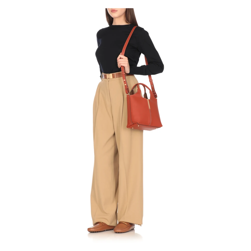 TOD'S Rode Leren Handtas met Metalen Detail Red Dames