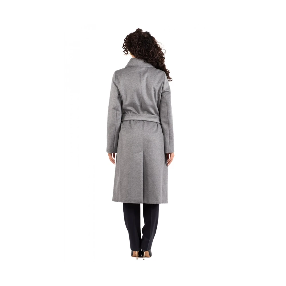Max Mara Studio Stijlvolle Jas met Bcollag Ontwerp Gray Dames
