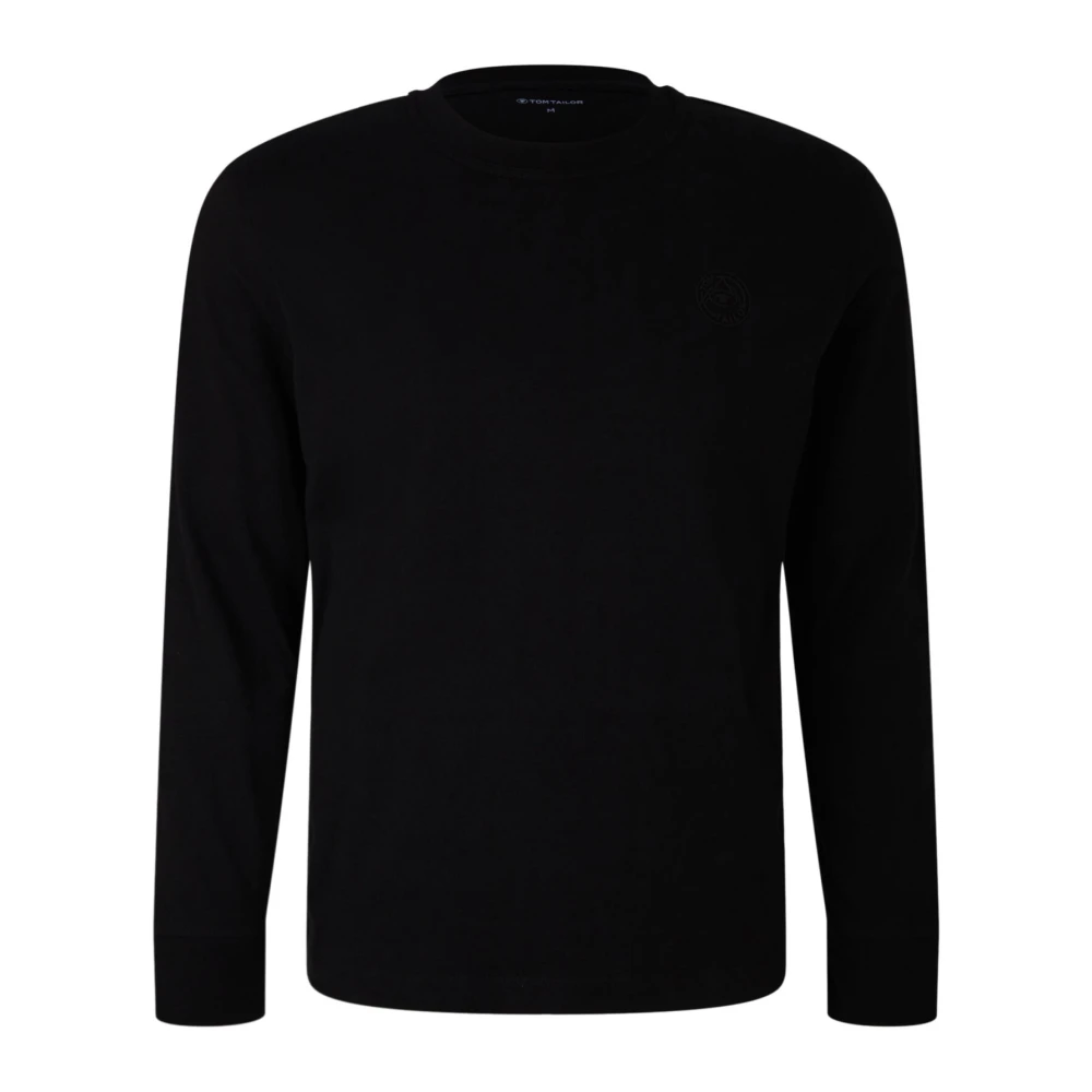 Tom Tailor Basic Logo Print Longsleeve Shirt Black Heren