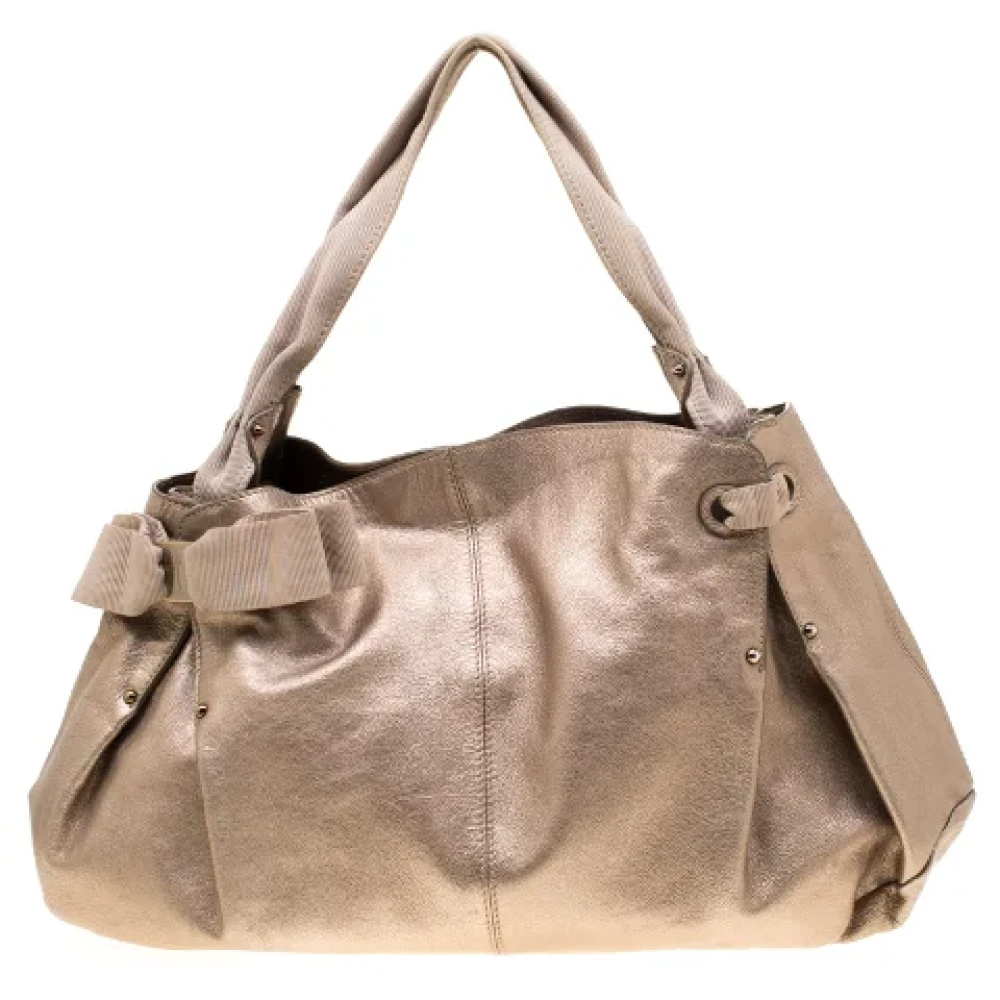 Salvatore Ferragamo Pre-owned Leather handbags Beige Dames