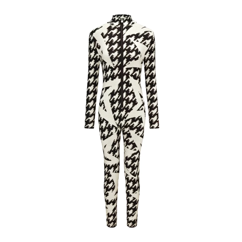 Perfect Moment Gebreide Houndstooth Jumpsuit White Dames